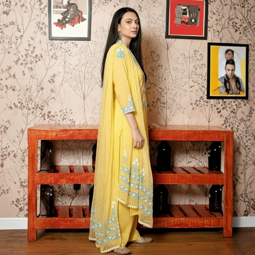 Pack of 2 Premium Cotton Kurtis with Pant & Dupatta – Casual Ethnic | C-06