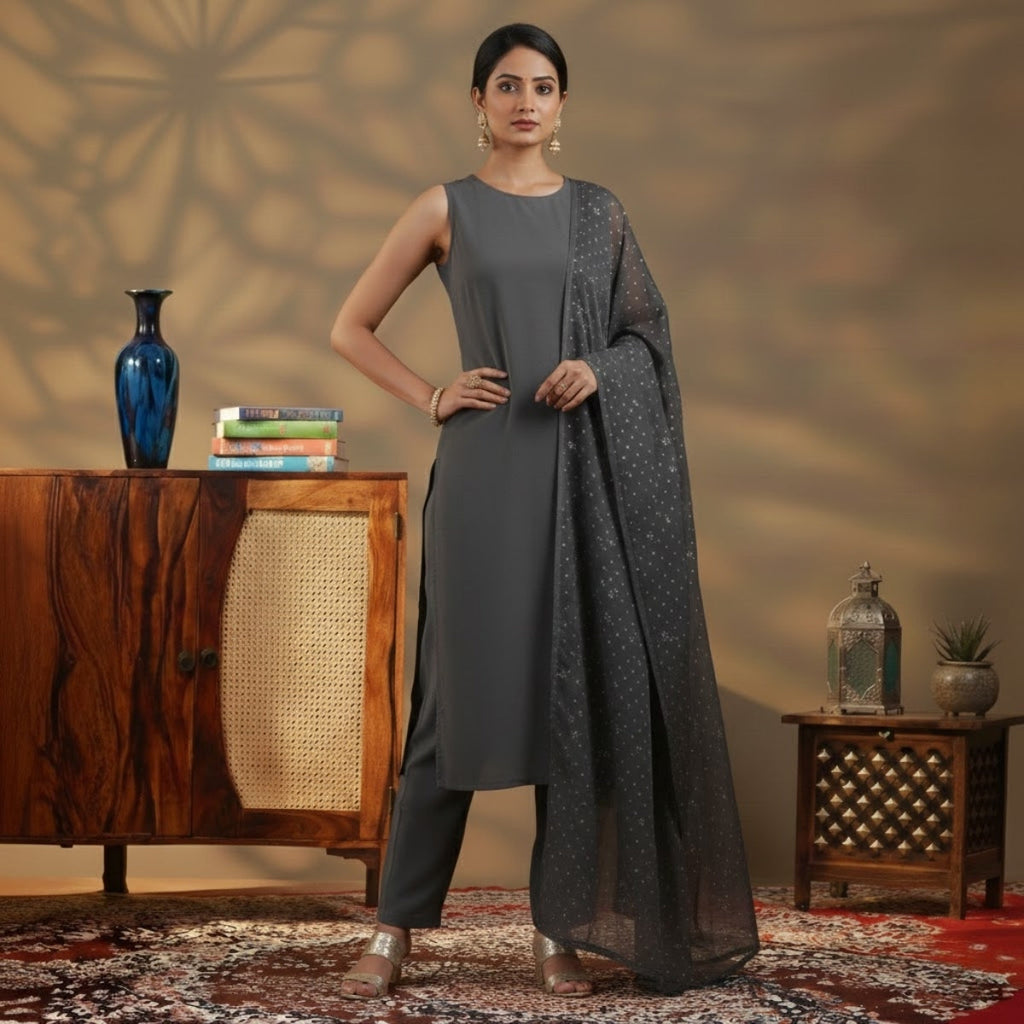 Women's Pack of 3 Pure Cotton Kurtis with Pant & Dupatta |C-016
