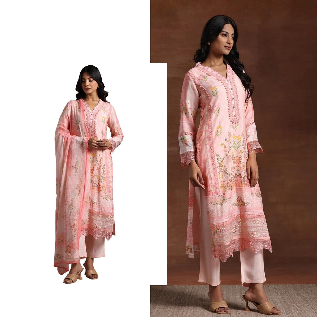 Pack of 2 Premium Cotton Kurtis with Plazzo Pant & Dupatta – Casual Ethnic| C-14