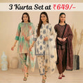 Pack Of 3 Farshi Salwar Kurta Set With Dupatta ( CKD_09)