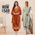 Pack of 2 Cotton Kurtis with Pant & Dupatta | C-05