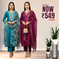 Pack of 2 Premium Cotton Kurtis with Pant & Dupatta – Casual Ethnic | C-07