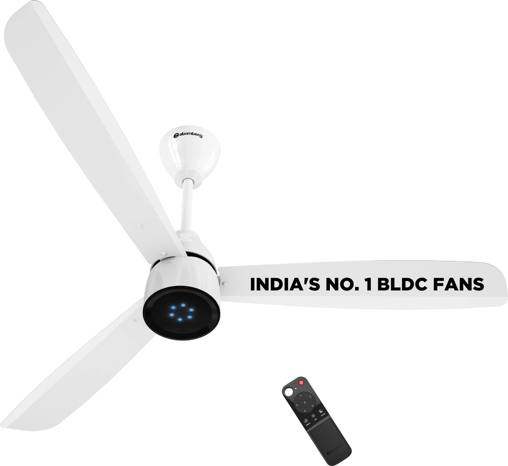 Atomberg Renesa Prime 1200mm BLDC Motor Ceiling Fan with Remote | High Air Delivery | LED Speed Indicator | Ultra-Silent | 3 Year Warranty (Black)