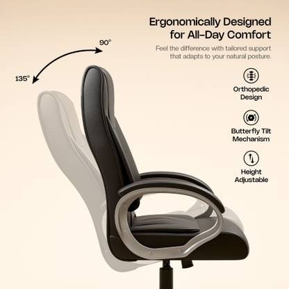 GREEN SOUL Kiev Orthopedic Office Chair | Ergonomic Design with Rocking Function | Leatherette Adjustable Arm Chair