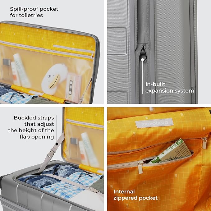 MOKOBARA The Em Access Trunk Large Luggage Gray Expandable Hard Sided Check-in