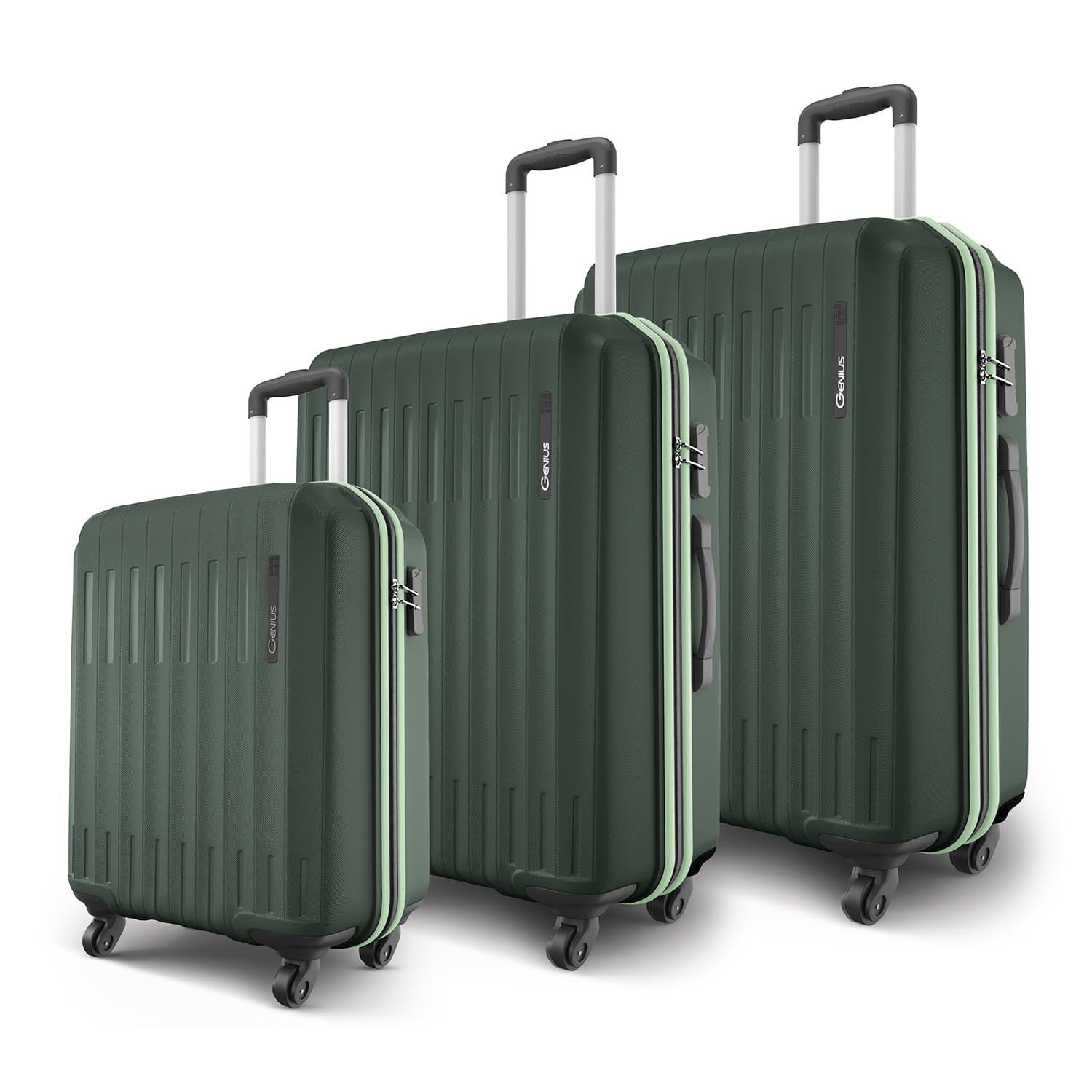Safari Genius Alley Set of 3 (Cabin + Medium + Large) Trolley Bag Hard Luggage