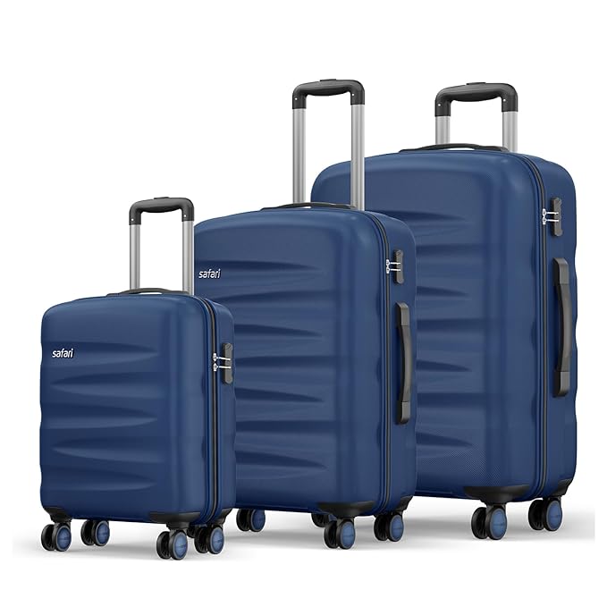 Safari Jupiter 8 Wheels Set of 3 Cabin Medium Large Trolley Bags Hard Luggage