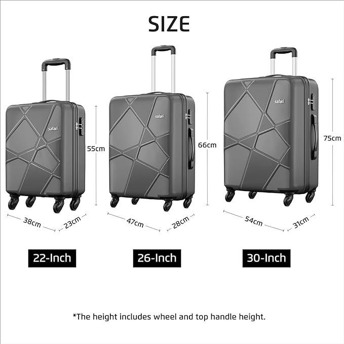 Safari Pentagon Hardside Small and Medium Size Cabin and Check-in Trolley Bags